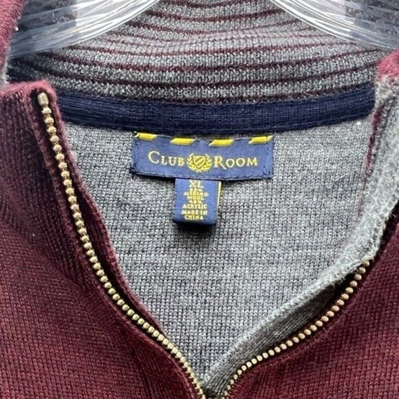 Mens Club Room SZ XL Merino Wool 1/4 Zip Long Sleeve PopOver Lightweight Sweater - Picture 4 of 11